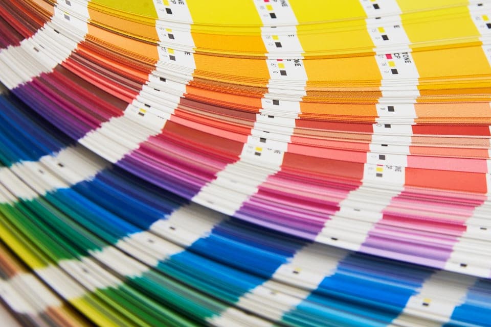 Fan of printed colour swatches